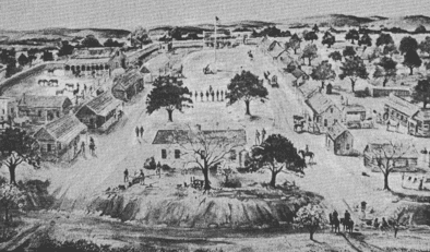 Painting by Gotthold G. H. Lentz shows the layout of Fort Martin Scott