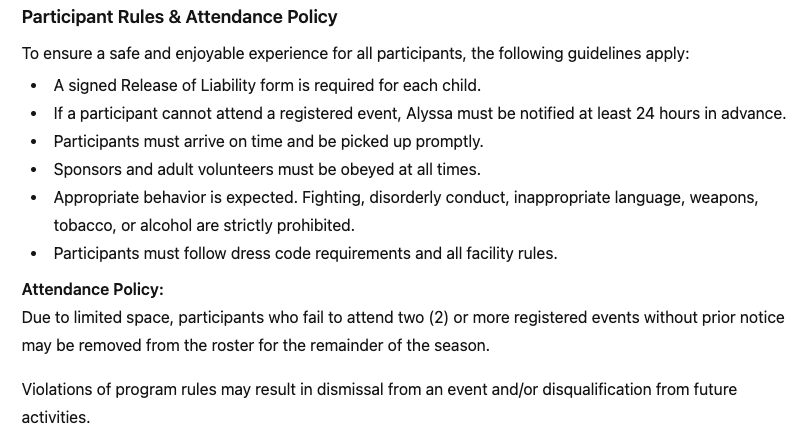 Summer Youth Program Rules and Attendance Policy- 2026